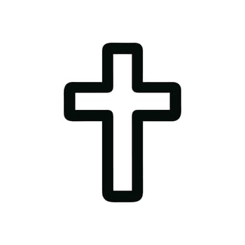 Simple Outline Round Edge Cross Symbol Shape Religion Icon vector