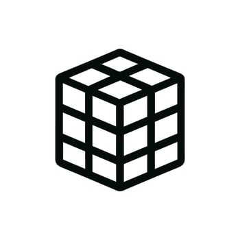 Simple Outline Geometric Cube Shape Puzzle Game Icon Illustration vector