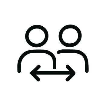 Simple Outline Social Distancing Line Icon With Two People vector