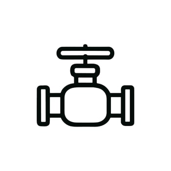 Minimalist Outline Pipeline Valve Control System Simple Industrial Line Art Icon vector