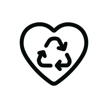 Simple Outline Heart Recycle Symbol Icon on White Background vector