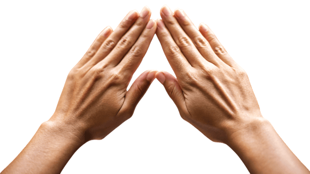 Woman hands gently reaching a gesture of care and friendship. png