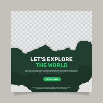 Lets explore the world adventure travel promotion social media post vector