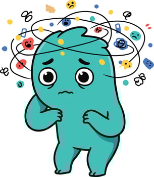 A cartoon character with a brain in his hands vector
