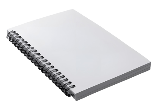 Blank notebook isolated. Empty journal cut out. Sketchbook, diary, writing pad, planner, stationary display. png