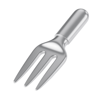 Shiny silver fork isolated on transparent background with smooth reflections png