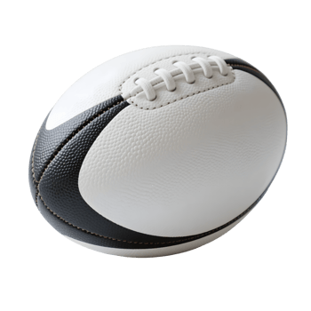 Rugby ball with black accents isolated on transparent background png