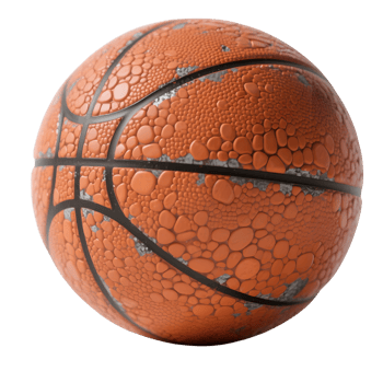 Old basketball with peeling texture isolated on transparent background png