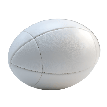 White rugby ball isolated on transparent background in studio shot png