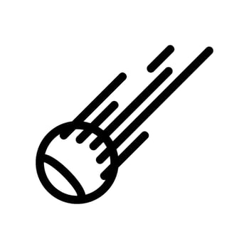 Simple black icon a comet with a visualized direction of motion vector