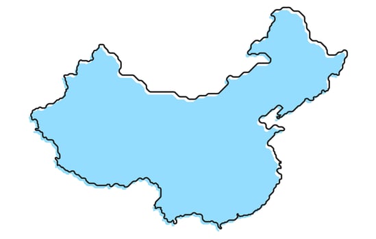 Simple stylized map of the country of China vector