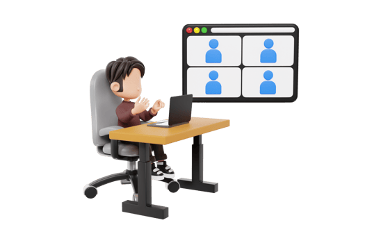 3d Man in Online Team Meeting png