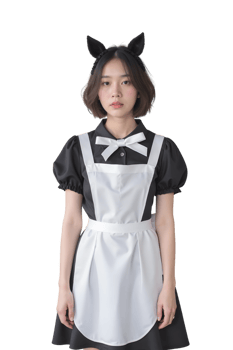 a girl in a maid outfit with cat ears png