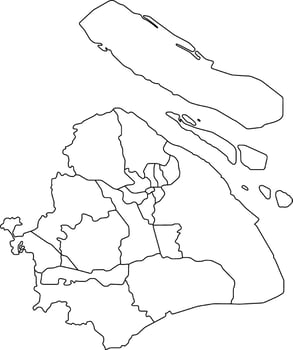 Shanghai City Map with Administrative Divisions vector