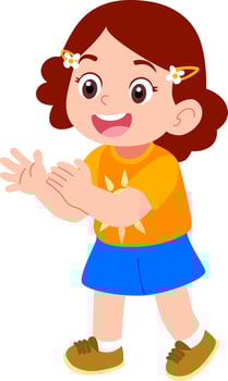 Kindergarten girl character with hair clip playing hide and seek outdoors vector