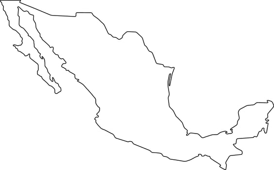 Printable Blank Map of Mexico vector