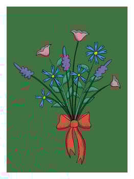 Colorful Bouquet of Flowers in a Vase vector