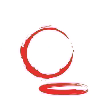 A red circle with a brush stroke on it vector