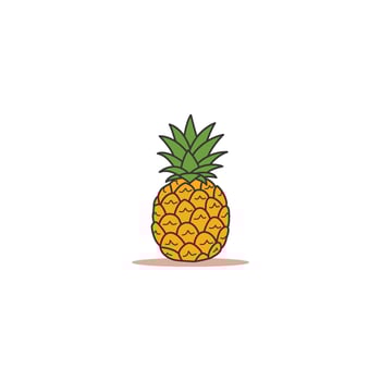 An icon of a whole pineapple with its spiky skin and green leafy crown, representing tropical fruits, sweetness, and exotic flavors. vector