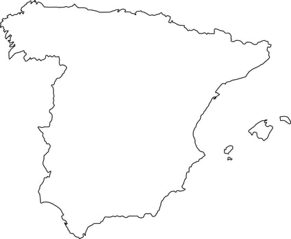 Printable Blank Map of Spain vector
