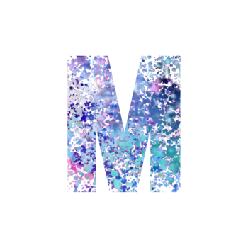 Capital letter M with abstract colorful dots pattern png
