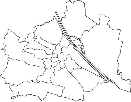 Vienna City Map with Districts and Streets vector