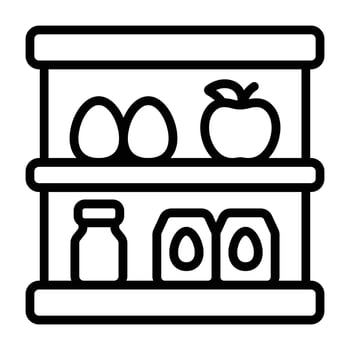 Simple Product Shelf outline icon. The icon can be used for websites, print templates, presentation templates, illustrations, etc vector