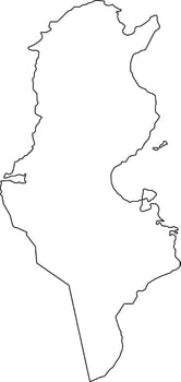 Printable Blank Map of Tunisia vector