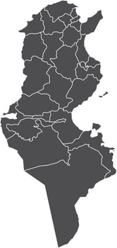 Map of Tunisia with Governorates and Borders vector