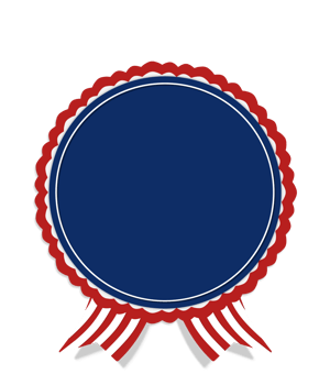 A blue oval with an american flag ribbon png