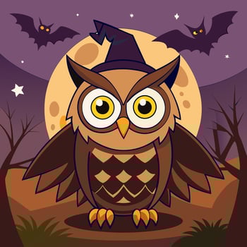 Illustration of an owl in Halloween style. Suitable for poster, fairy tale, postcard vector