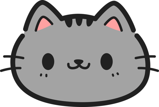 Cute hand drawn gray tabby cat face cartoon doodle illustration png