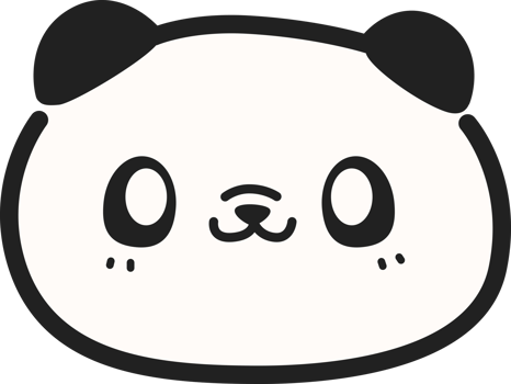 Cute hand drawn panda bear face cartoon doodle illustration png