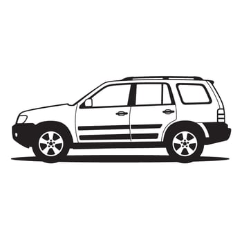 Detailed black and white illustration of a modern suv or crossover vehicle vector
