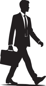 Silhouette of a businessman walking with a briefcase in a suit and tie vector