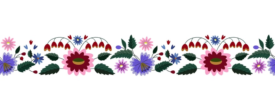 Floral Ukrainian Ornament Ethnic Seamless Border vector