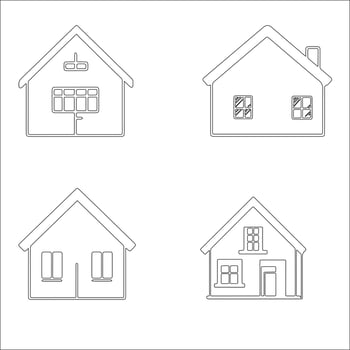 Minimal House Line Art Icons Set Simple Home Outline Collection. vector