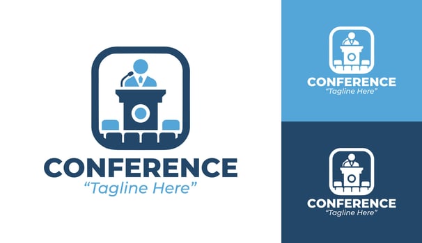 Minimalist and Professional Conference Logo in Blue for Corporate Event Branding vector