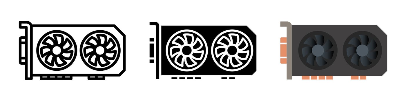 Gpu icon set.for mobile concept and web design on white background vector