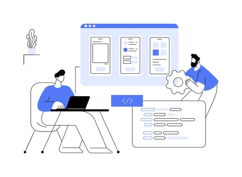 Mobile apps development isolated cartoon illustrations. vector