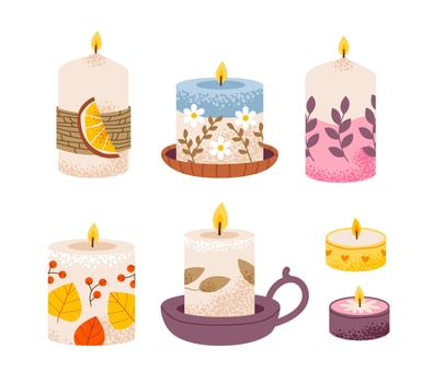 Colorful decorative candles collection vector