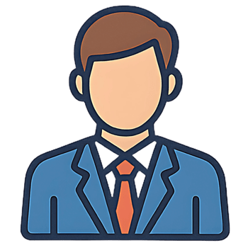 Flat businessman avatar icon with suit and tie, professional user profile symbol for business apps, HR platforms, corporate websites, and networking dashboards png