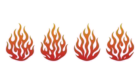 Four Fire Flame Gradient Silhouette Set, Various Type of Fire Flame in stylized red and orange gradient color. vector