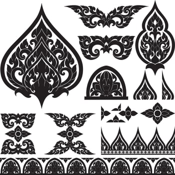 Thai Traditional Ornament Elements Use as frame borders on book covers menu designs and heritage themed posters vector
