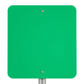 A green traffic sign on a metal pole png