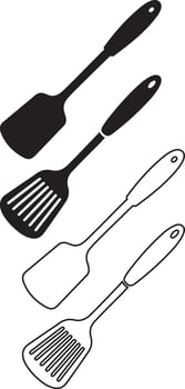 Collection of various black and white kitchen spatulas vector