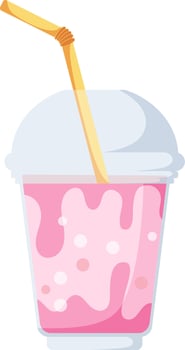 Tropical beach soft drink with straw. Cold and refreshing drink for hot weather. Hand drawn simple illustration. vector