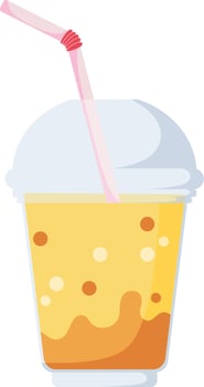 Beach soft drink with straw. Cold and refreshing drink for hot weather. Hand drawn simple illustration. vector