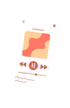 Mobile music application on a vibrant phone screen. Colorful media interface for music playback on a digital device. Interactive app, touchscreen display with user icon and control layout. vector