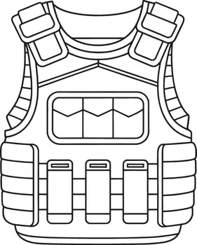 Protective body armor in outlined for combat themed illustrations vector
